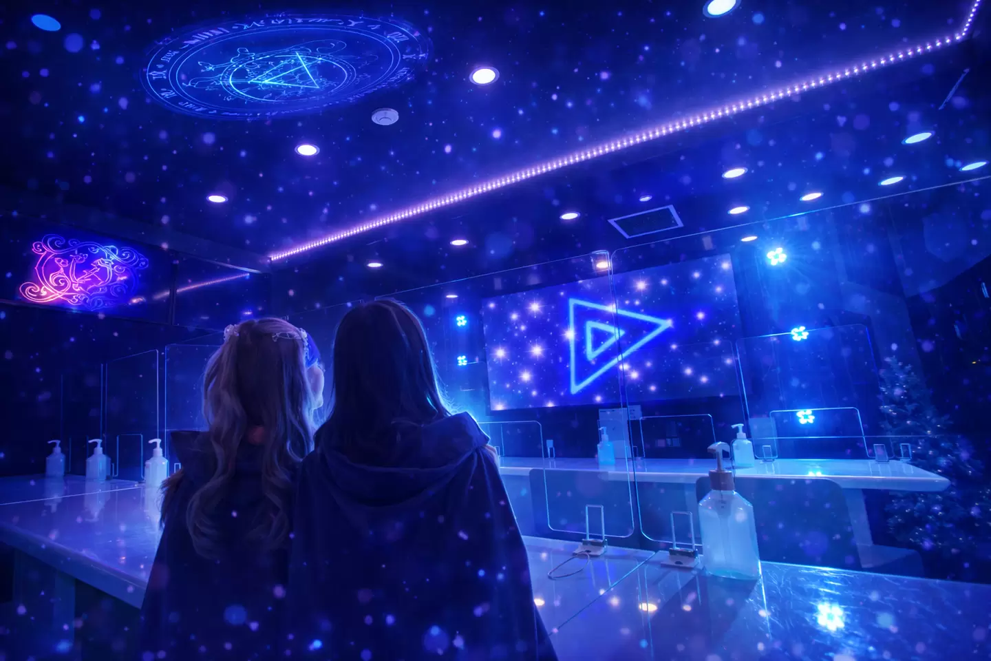 BAR RAVE 店内の幻想的なネオン空間